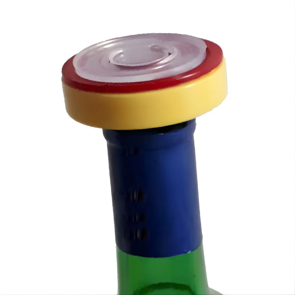 [c3_ry] Egyszerű Kivitelű Vákuumdugó Menetes és Hagyományos Borosüvegekhez (Red, Yellow)